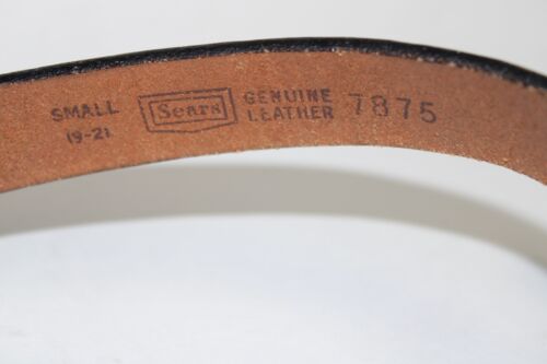 VTG 70s Sears Kids Red Leather Tooled Belt Chambers Horse Buckle Small 19-21" - Picture 2 of 7