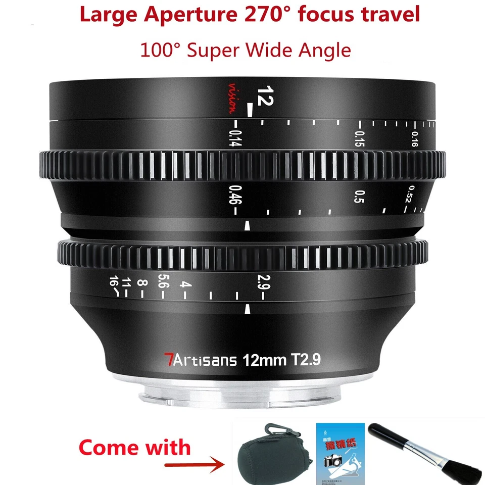 7artisans 12mm T2.9 Super Wide Angle Large aperture Cine Lens for M4/3 Camera - Image 2 of 4