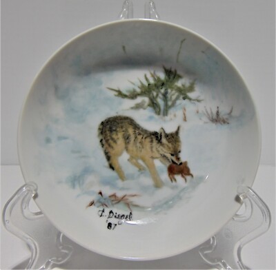 Wolf Hunting Rabbit Bowl Hand Painted by Connie Diegel