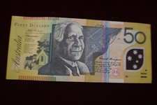 $50 AUSTRALIAN FIRST PREFIX BANKNOTE AA99395416 EVANS/MACFARLANE - CIRCULATED