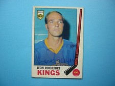 1969/70 O-PEE-CHEE NHL HOCKEY CARD #105 LEON ROCHEFORT VG/EX AUTO AUTOGRAPH OPC