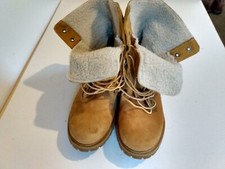 Timberland, Nice condition, Authentic Fold-Over Teddy Fleece boots,Wheat. 