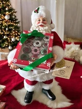 Kurt S Adler 10.5" Fabriché™ Santa With Box Of Donuts Christmas Figurine New