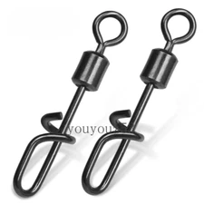25pcs Rolling Fishing Swivels Coastlock Snap Fishing Line Lure Connector 2#-2/0#