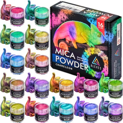 Chameleon Mica Powder 8-16 Colors Jars Epoxy Resin Color Shift Changing Powder