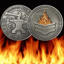Silver Dumpster Fire Coin Set Hilarious Medallion for Staff Appreciation Gifts
