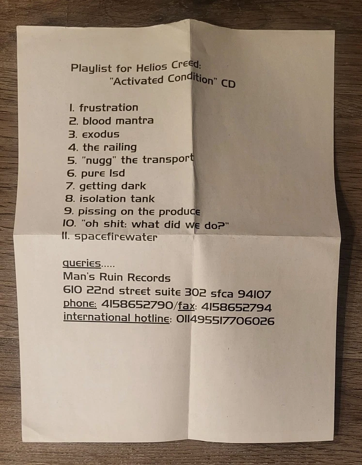 HELIOS CREED 'Activated Condition' CD w/ Promo Sheet RARE Foto 2 de 2