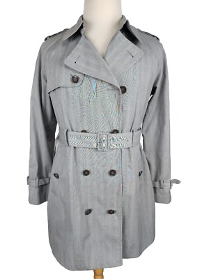Calvin Klein WMS Sz L Gray Color Check 100% Cotton Lt Weight Jacket B41