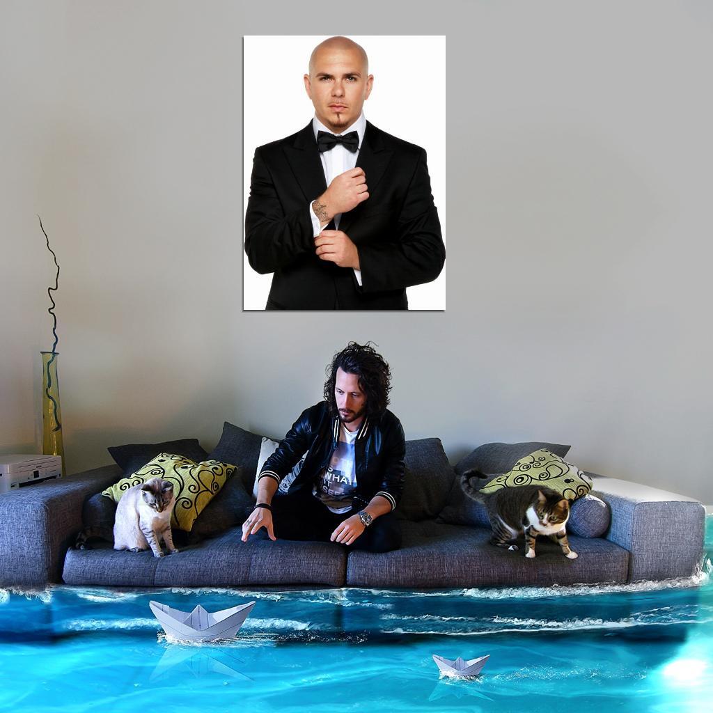 V4763 Pitbull Amazing Portrait Bowtie Artist Singer Decor