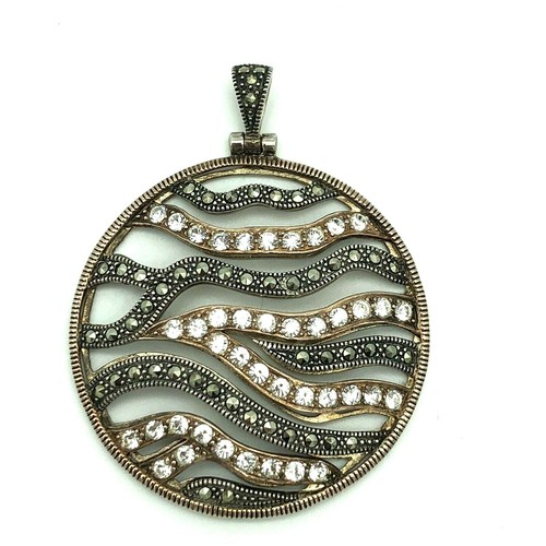 Lavish by TJM Two Tone 18K Rose Gold Over Sterling Silver Crystal Circle Pendant - Picture 3 of 12