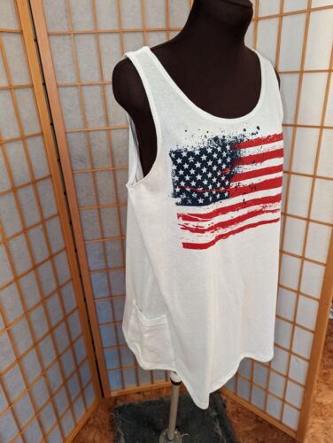 handmade tunic t shirt tank M L American Flag Womens 4th of JULY upcycled USA