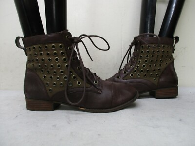 GIANNI BINI Dark Brown Leather Lace Ankle Boots Womens Size 6 M