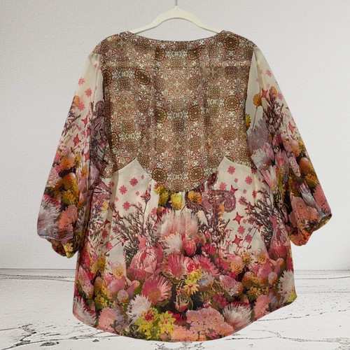 Anthropologie Figueroa & Flower Top Women’s 1X Sheer Floral Boho Summer - Picture 4 of 22