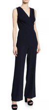 Elie Tahari Size 8 Adaline Womens Jumpsuit Stargazer Blue Crepe Wrap $448