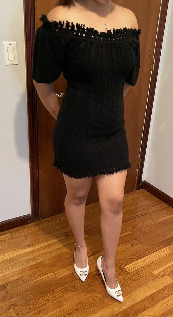 Catherine Malandrino Black Off Shoulder Mini Dress Casual Wool