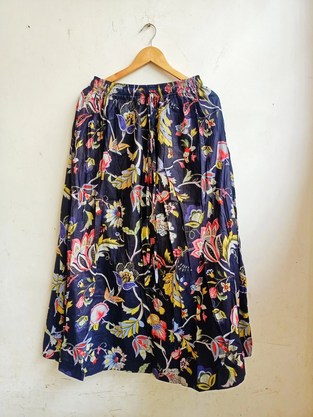 New Indian Cotton Black Floral Printed Skirt Women's Clothing Partywear skirt US