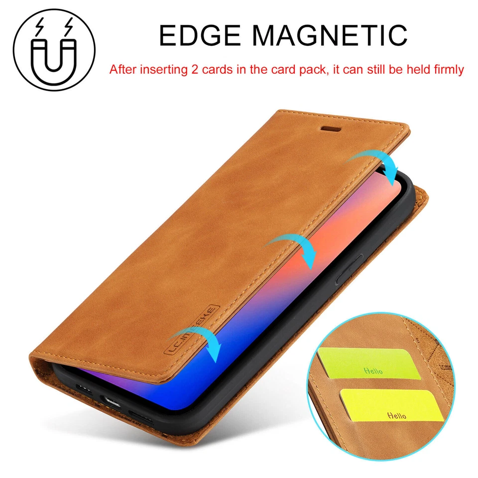 Leather Wallet Case Magnetic Flip Cover For iPhone 15 14 13 12 11 Pro Max X XR 8 - Image 2 of 4