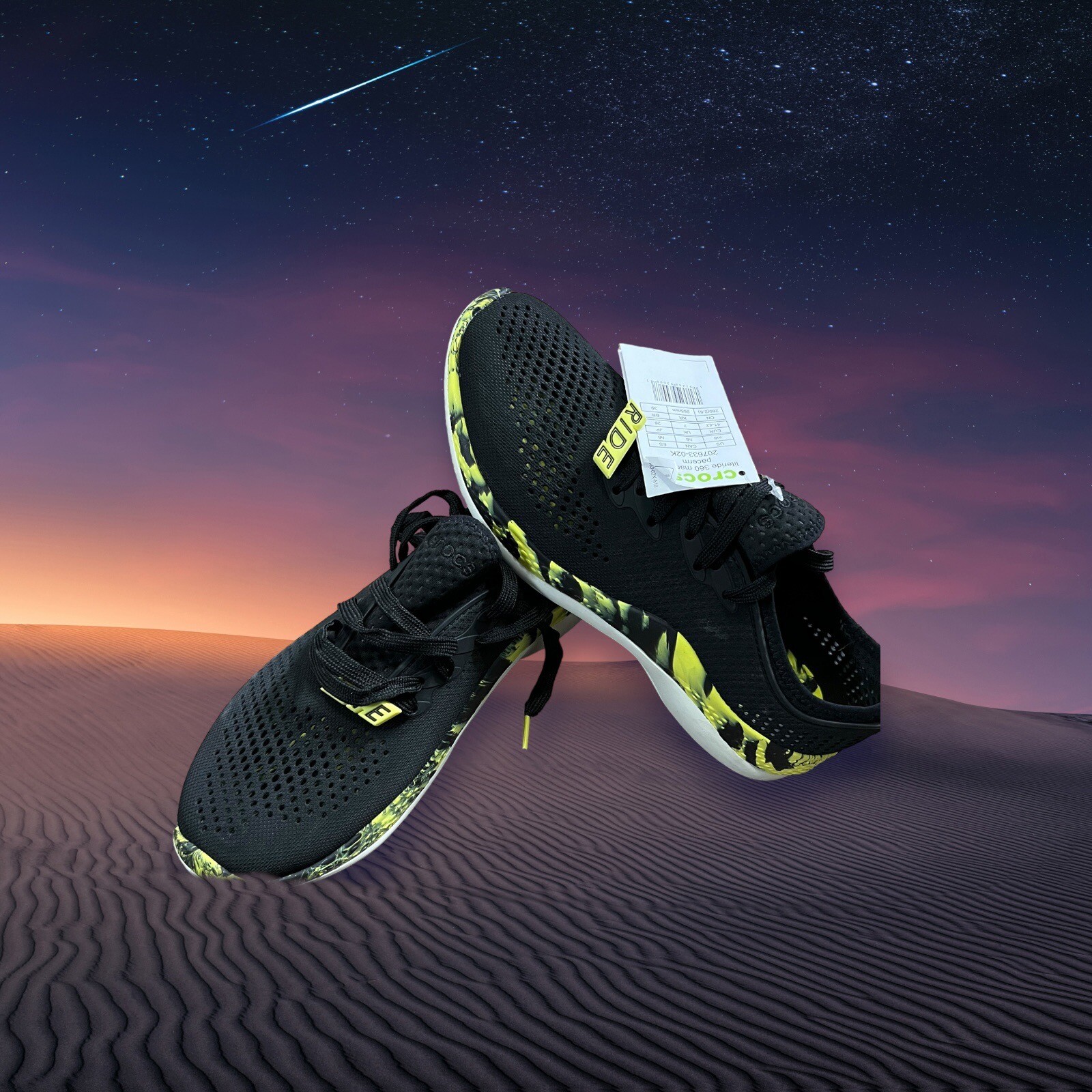 NWT Crocs LiteRide 360 Pacer Water Walking Shoes Sneakers Black Yellow ...