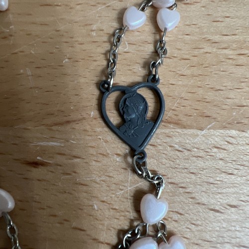 Vintage Rosary Pink Heart Beads - Picture 5 of 6