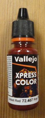 Vallejo Velvet Red XPress Color Miniatures Paint 18ml VAL72407 Express