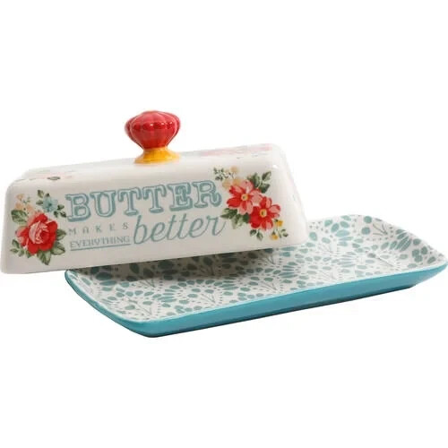 The Pioneer Woman Vintage Floral 3-Piece Salt, Pepper & Butter Dish Set - Picture 4 of 5