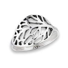 Sterling Silver Filigree Leaf Ring - Free Gift Packaging