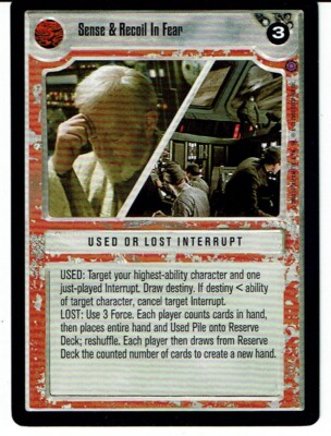 STAR WARS CCG REFLECTIONS II LIGHT SIDE PREMIUM CARD SENSE & RECOIL IN FEAR ex