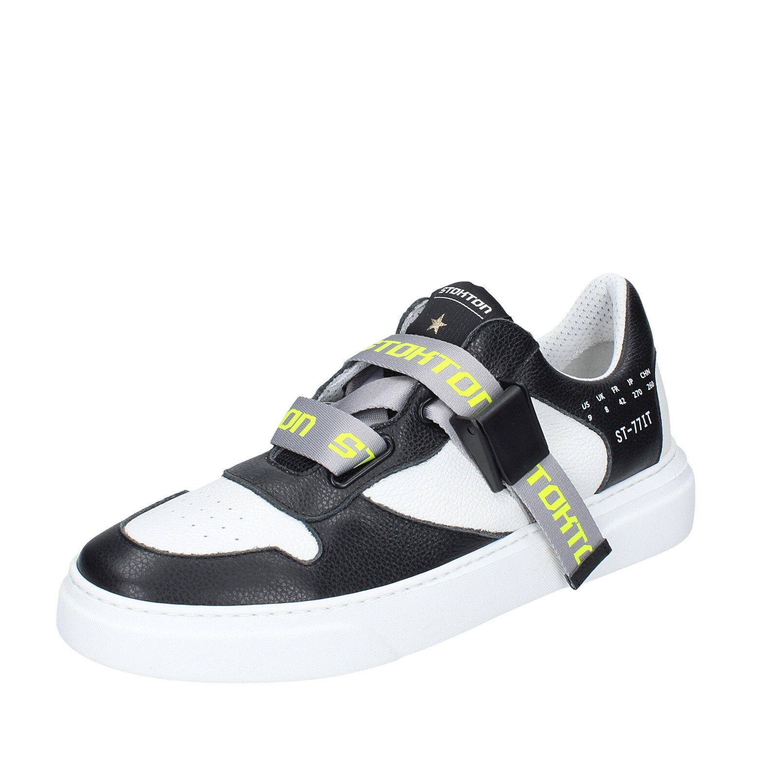 Мужская обувь STOKTON 9 EU 42 кроссовки черные кожаные белые EX95-42 19090₽