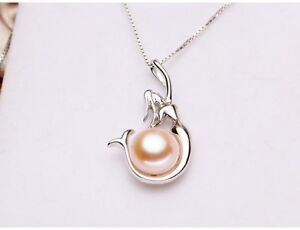 FREE GIFT BOX Blister Pearl Women 925 Sterling Silver Pendant 