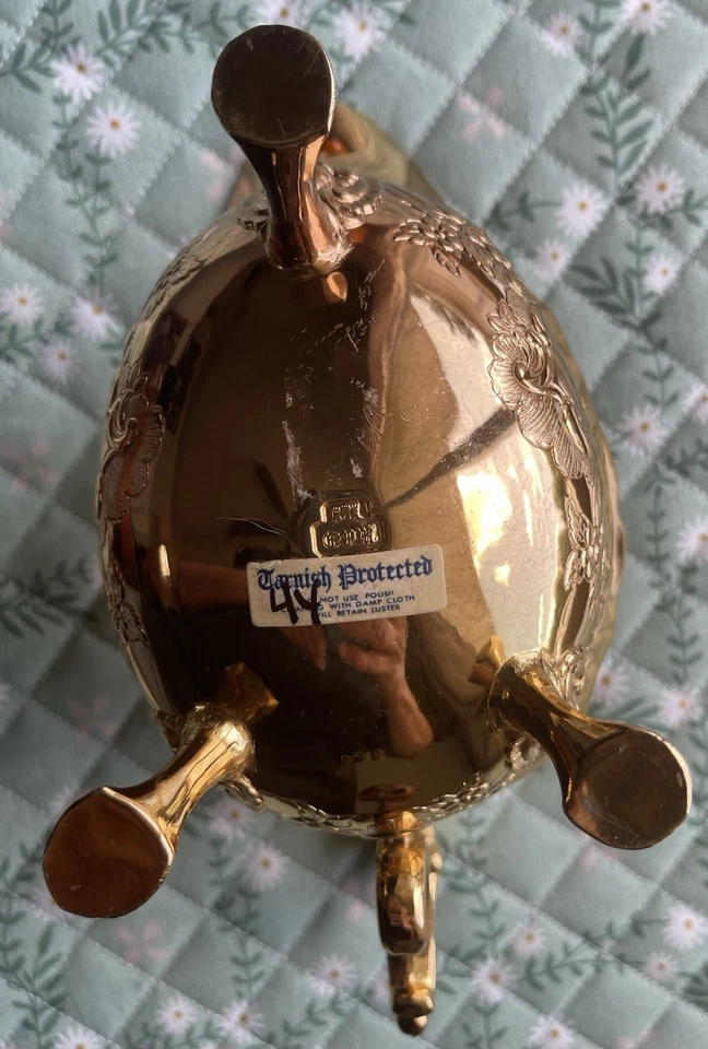 Antiguo barco de salsa Corbell & Company ornamentado tono dorado Foto 4 de 4