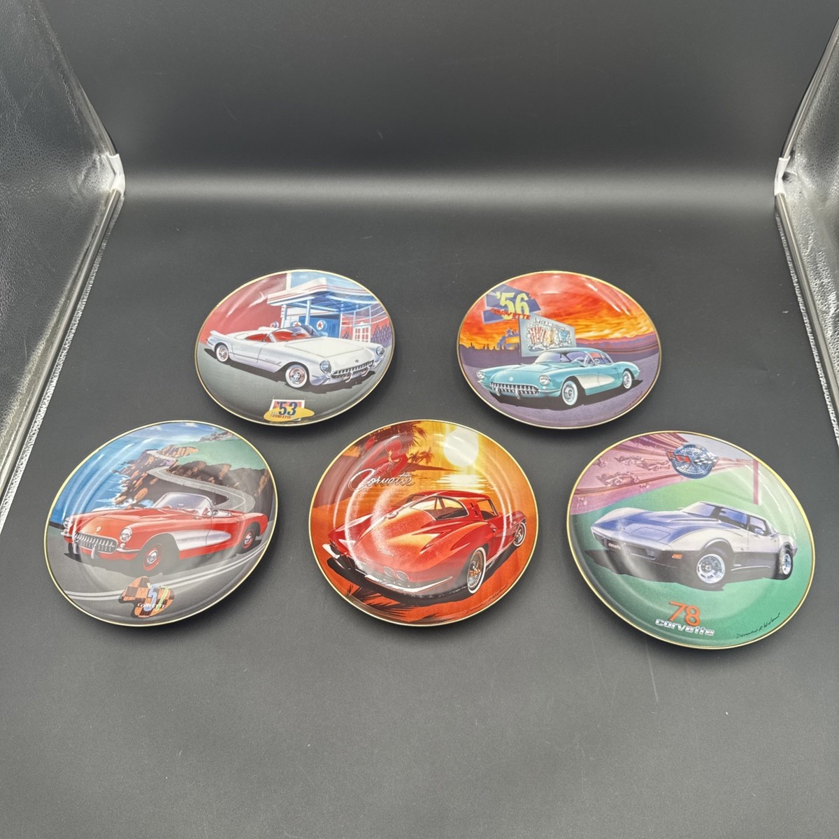 5 Limited Edition Franklin Mint Corvette Plates 1953 1956 1957