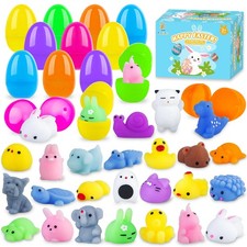 24 Pack Prefilled Easter Eggs with Squishy Animals Toys Inside for Kids, East...