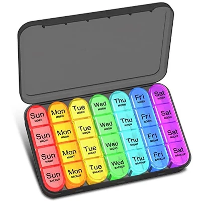 Pillendose Organizer 4 mal täglich, Betife Wochenpillendosen, 7 Tage Tablette