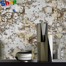 Vintage Mirror Effect Wall Panels, Rusty Faux Antique Mirror Tiles, Humidity Squ