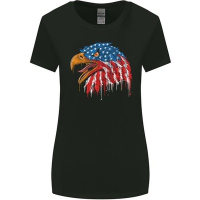Gildan Eagle USA Flag 4. Juli Damen T-Shirt Weit Schnitt