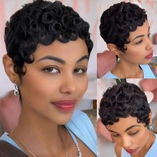 Pixie Cut Wigs for Black Women Brazilian Curly Pixie Cut Wig Human Hair Glueless