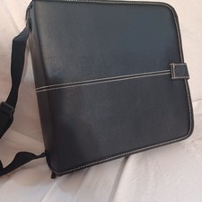 MEMOREX Zippered TRAVEL CASE Holds 128 CD/DVD DISCS Faux Leather BLACK BINDER