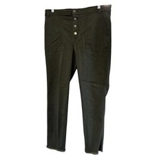 Wms LOFT Olive Green Button Fly Raw Hem Cotton Blend Casual Size 12 Chino Pants