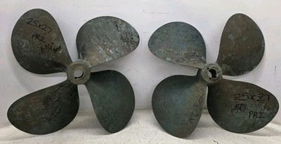 PAIR 25 X 27 Bronze 4 Blade 27P Right & Left Hand Propeller 1-3/4'' Bore Set #PR2