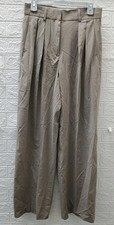 New MANGO Pleated Wide Leg Wool Blend Suit Pant Light Brown Size 4