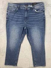 The Perfect Jean NYC Mens 44x30 Blue Denim Athletic Straight Medium Wash Stretch