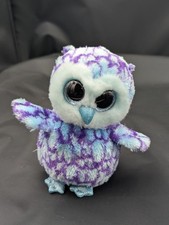 2015 Ty Beanie Boos 6" OSCAR Blue  Purple Owl Plush W/ Glittery Eyes