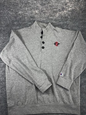 San Diego State Aztecs Champion Sweater Mens XL SDSU Henley Pullover Fleece Gray