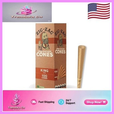 Authentic 100-Pack Unbleached King Cones - Natural Slow Burn with Tips Included