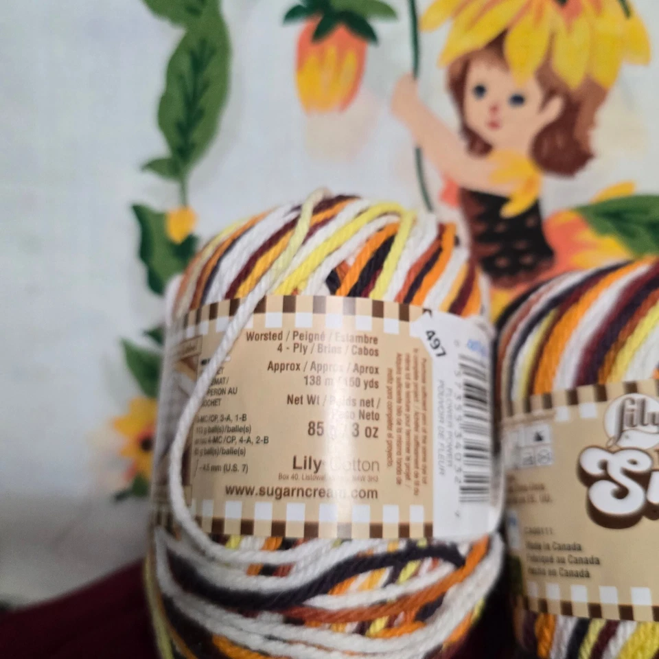 Lot of 2 Lily Sugar'n Cream Super Size Flower Power Cotton Yarn 150 yds Each 3oz - Image 3 of 4