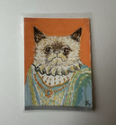 ACEO Loopieart "Grumpy Prince" OOAK Cartoon Cat Drawing on Paper, Signed — photo 1