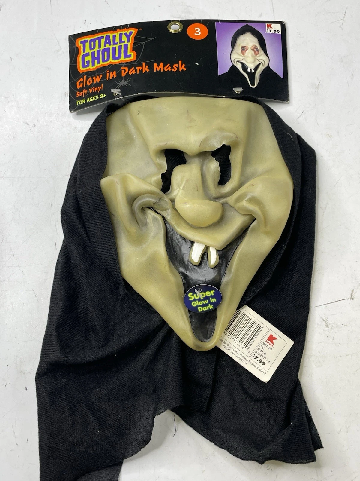 Totally Ghoul Glow In The Dark Soft Vinyl Rubber Skeleton Mask New