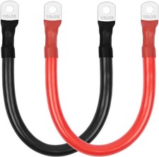 1/0 AWG Battery Cables Set with Terminals, 3/8" in Lugs 12 inch Pure Copper Powe