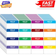 400 Pcs Name Tags Colorful Sticker-16 Colors (3"x2") Hello My Name is Peel
