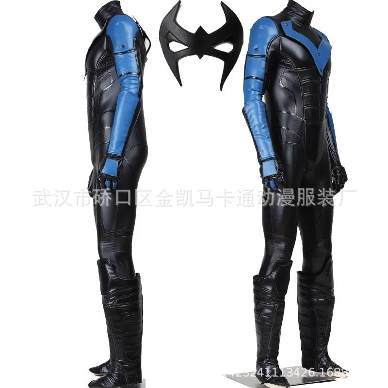 Batman: Gotham Knight Nightwing Men Bodysuit Suit Battle Outfit Cosplay Costume - Image 2 of 4